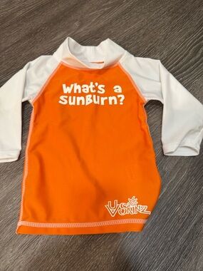 V.Skinz Kids Orange & White Long-Sleeve Rashguard - "What's a Sunburn?"